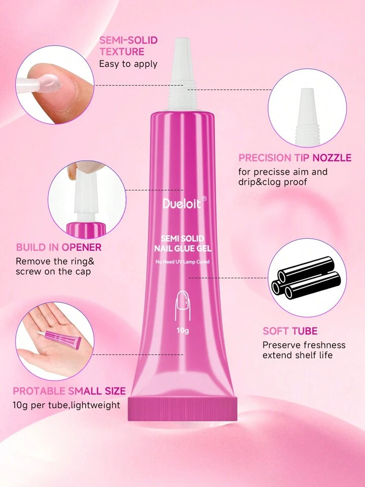 2pcs/1pc Newly Upgraded Quick Drying 10g Semi Solid Nail Glue For Press On Nails Tips No Need For... | SHEIN