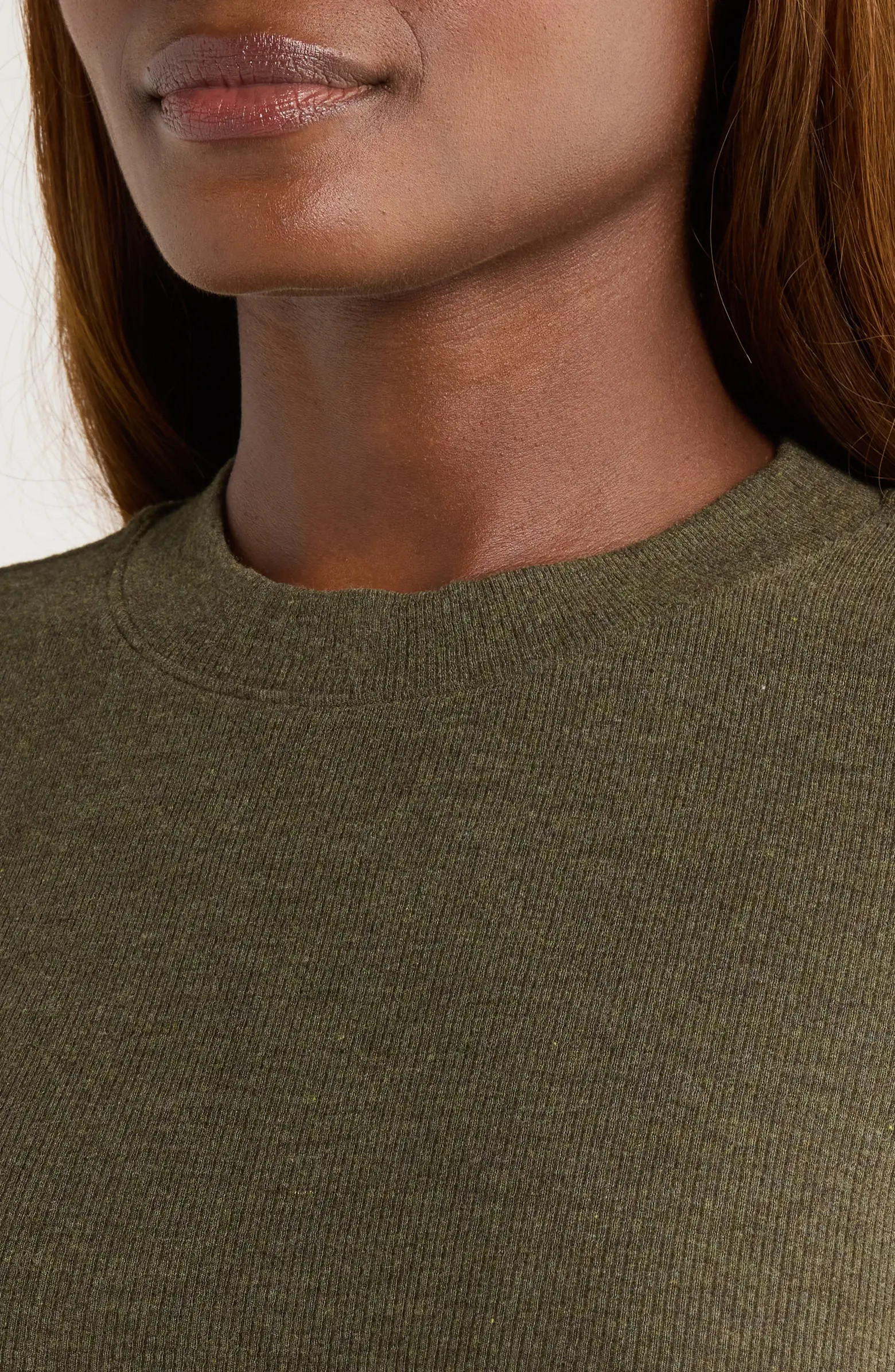 The Heathered Ribbed Crewneck Crop T-Shirt | Nordstrom