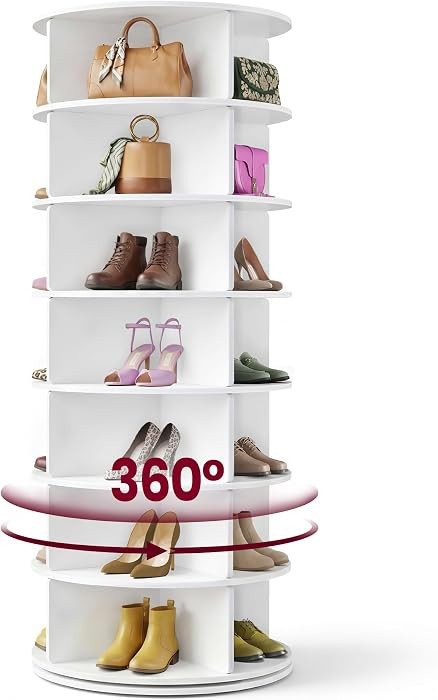 VASAGLE 7-Tier Rotating Shoe Rack Tower, Free Standing 360 Degree Spinning Shoe Organizer, Lazy S... | Amazon (US)