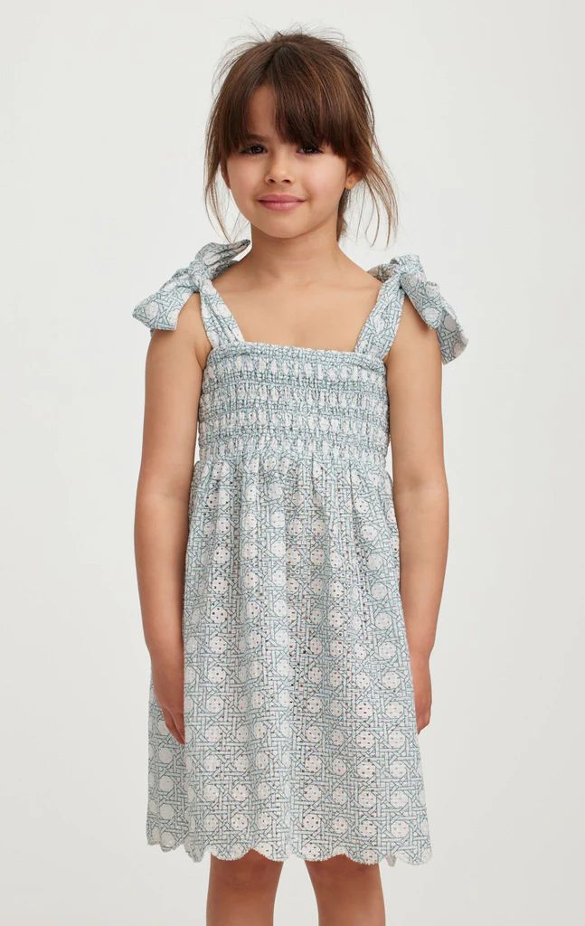 Bumby Smocked Babydoll Dress in Morning Cane Print | Marysia Swim