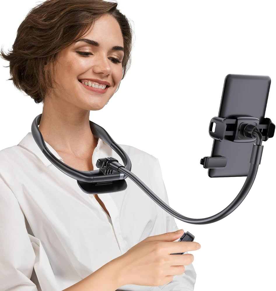 Tryone Neck Phone Holder for Bed: Hands-Free E-Reader Stand with Remote Page Turner for Reading, ... | Amazon (US)