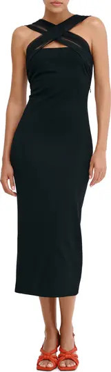 Waldorf Mesh Cross Neck Midi Dress | Nordstrom