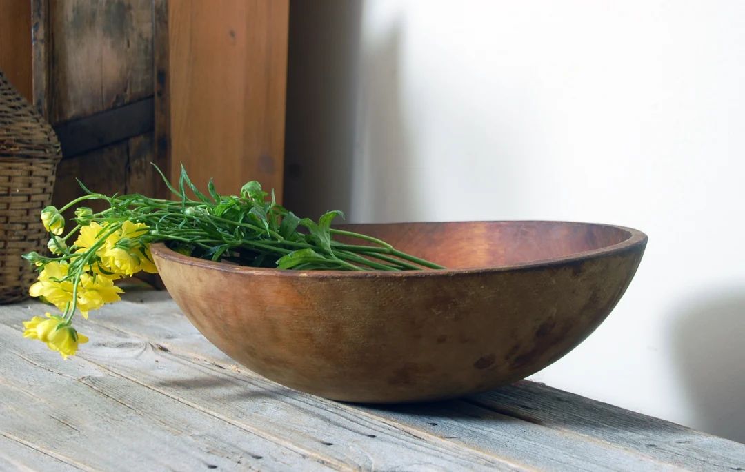 Wooden bowl / antique Munising 15" wood bowl / vintage hand carved rustic wooden bowl / wooden do... | Etsy (US)