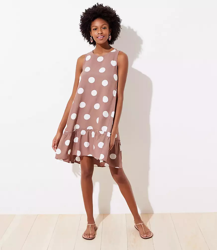 Polka Dot Tie Back Swing Dress | LOFT
