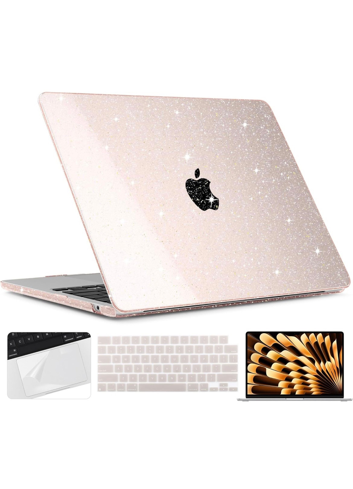 M4 MacBook Air 13.6 inch Case 2025-2022 Release M4 A3240 M3 A3113 M2 A2681, Plastic Hard Shell & Trackpad Film & Keyboard Cover & Screen Film for MacBook Air 13.6", Color: Starlight, MacBook Air Hard Shell Sparkling Case 

#LTKFindsUnder50