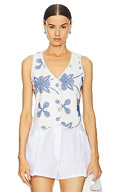 Waimari Daphne Vest in White/Blue from Revolve.com | Revolve Clothing (Global)