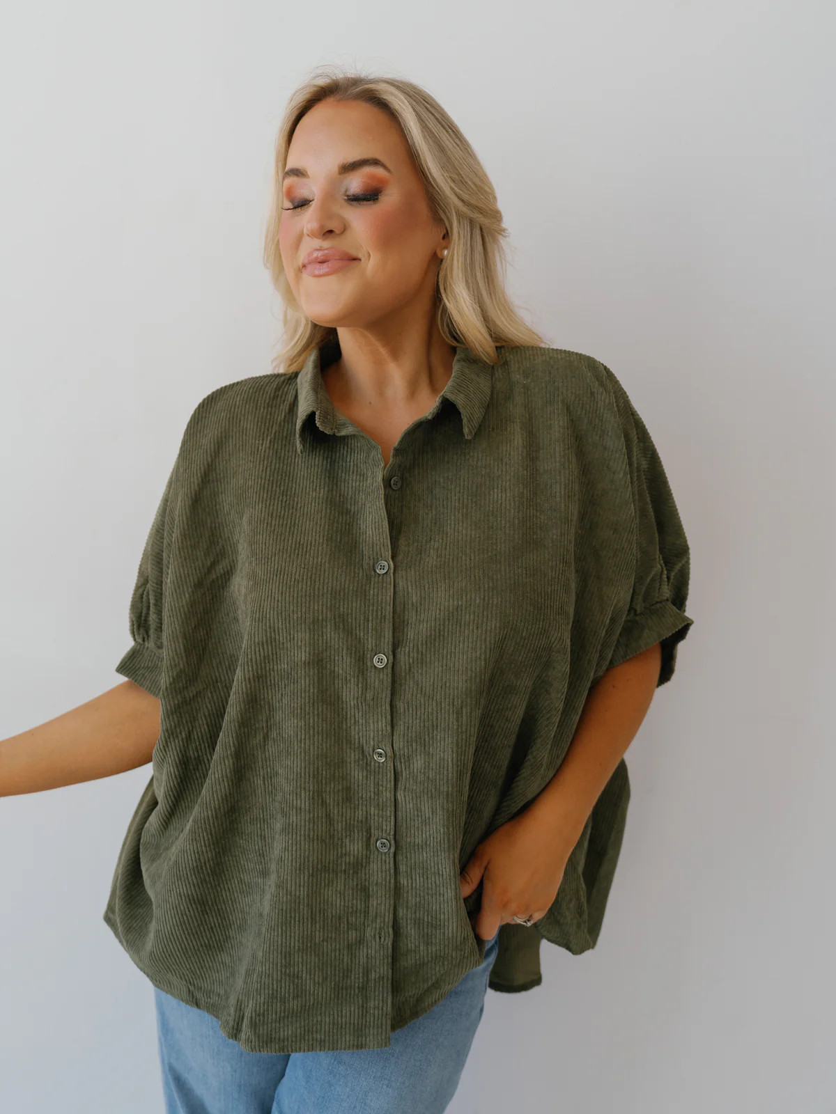 Raelynn Corduroy Top - Olive | Landry Kate