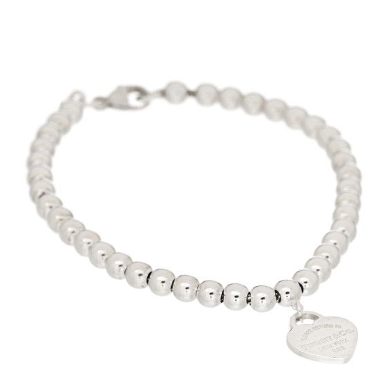 Sterling Silver 4mm Return To Tiffany Heart Tag Bead Bracelet | FASHIONPHILE (US)