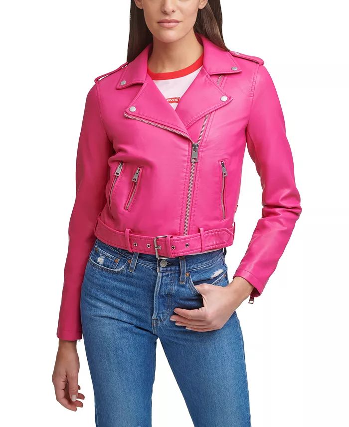 Women's Faux-Leather Moto Jacket | Macys (US)