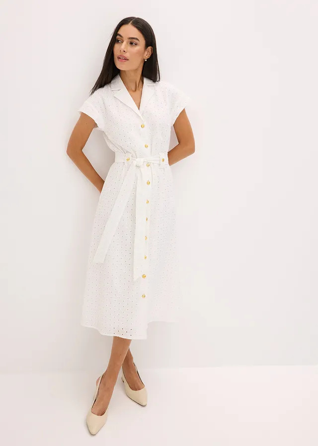 Overhemdjurk met broderie anglaise wolwit | Bonprix NL (Influencer)