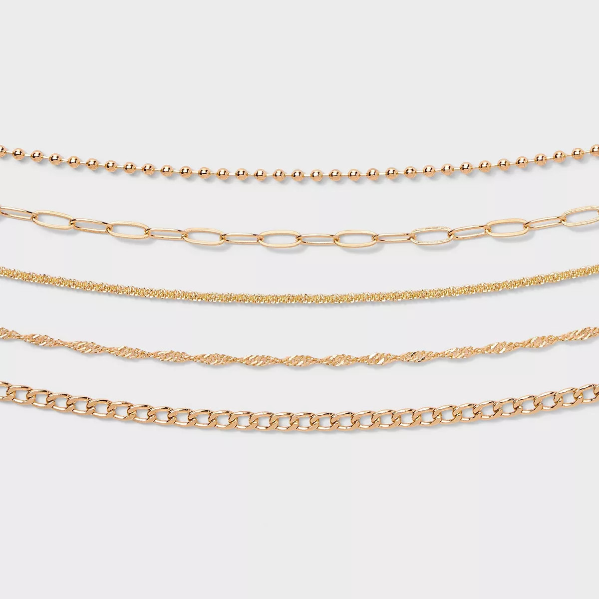 Chain Choker Necklace Set 5pc - Wild Fable™ Gold: Lobster Claw Clasp, Recycled Zinc, 12" Length | Target