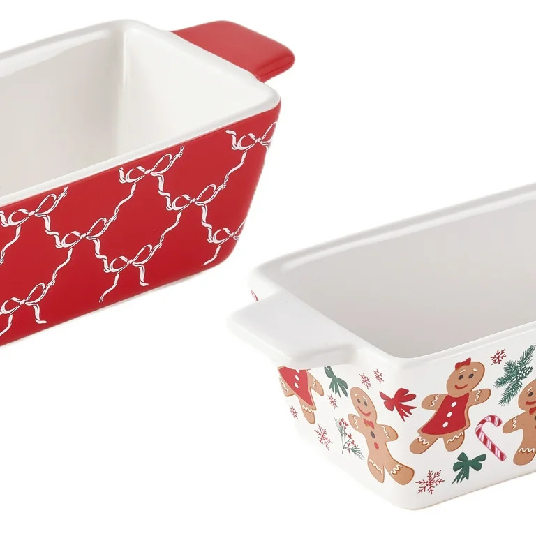 Holiday Time 2 Piece Mini Loaf Pan Gingerbread & Bow | Walmart (US)