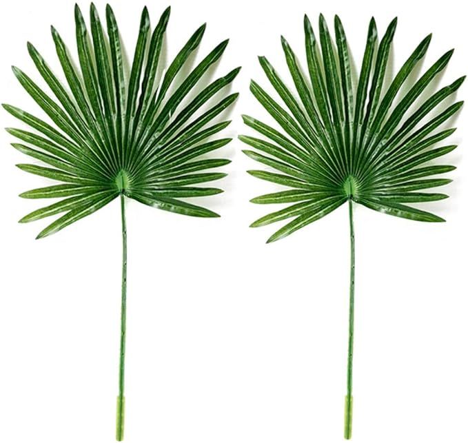2Pack Artificial Flower Faux Leaves Artificial Palm Leaf Branches Plants Greenery Stems 27.9" Tal... | Amazon (US)