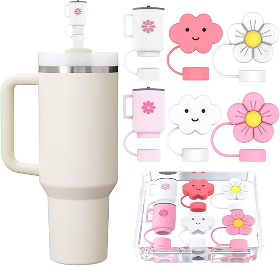 Straw Cover for Stanley Cup, Straw Toppers for 30 & 40 Oz Tumbler, 10mm 0.4 inches Reusable Tips ... | Amazon (US)