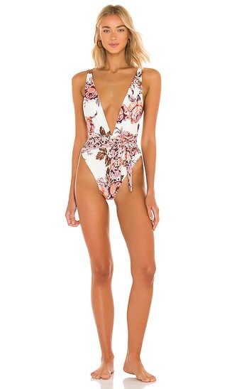 Rose Mc Dreamy Plunge Cheeky Cut One Piece in Floral | Revolve Clothing (Global)