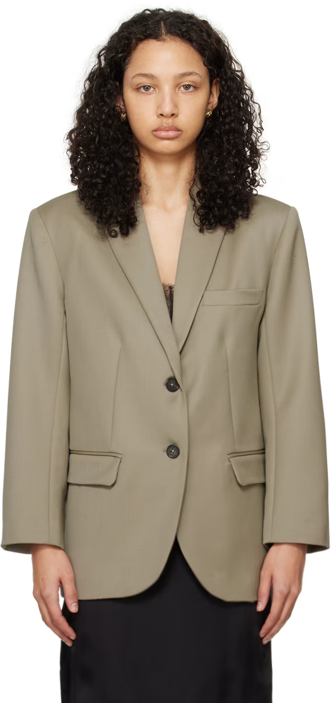 ANINE BING - Khaki Quinn Blazer | SSENSE
