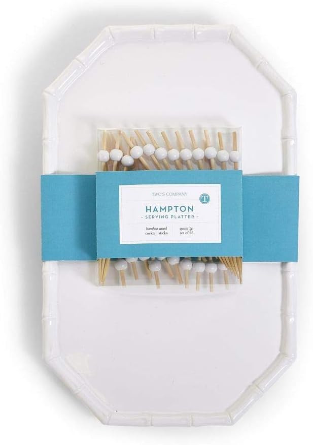 Two's Company Hampton Faux Bamboo Fretwork Serving Platter with 20 Bamboo Picks | Amazon (US)