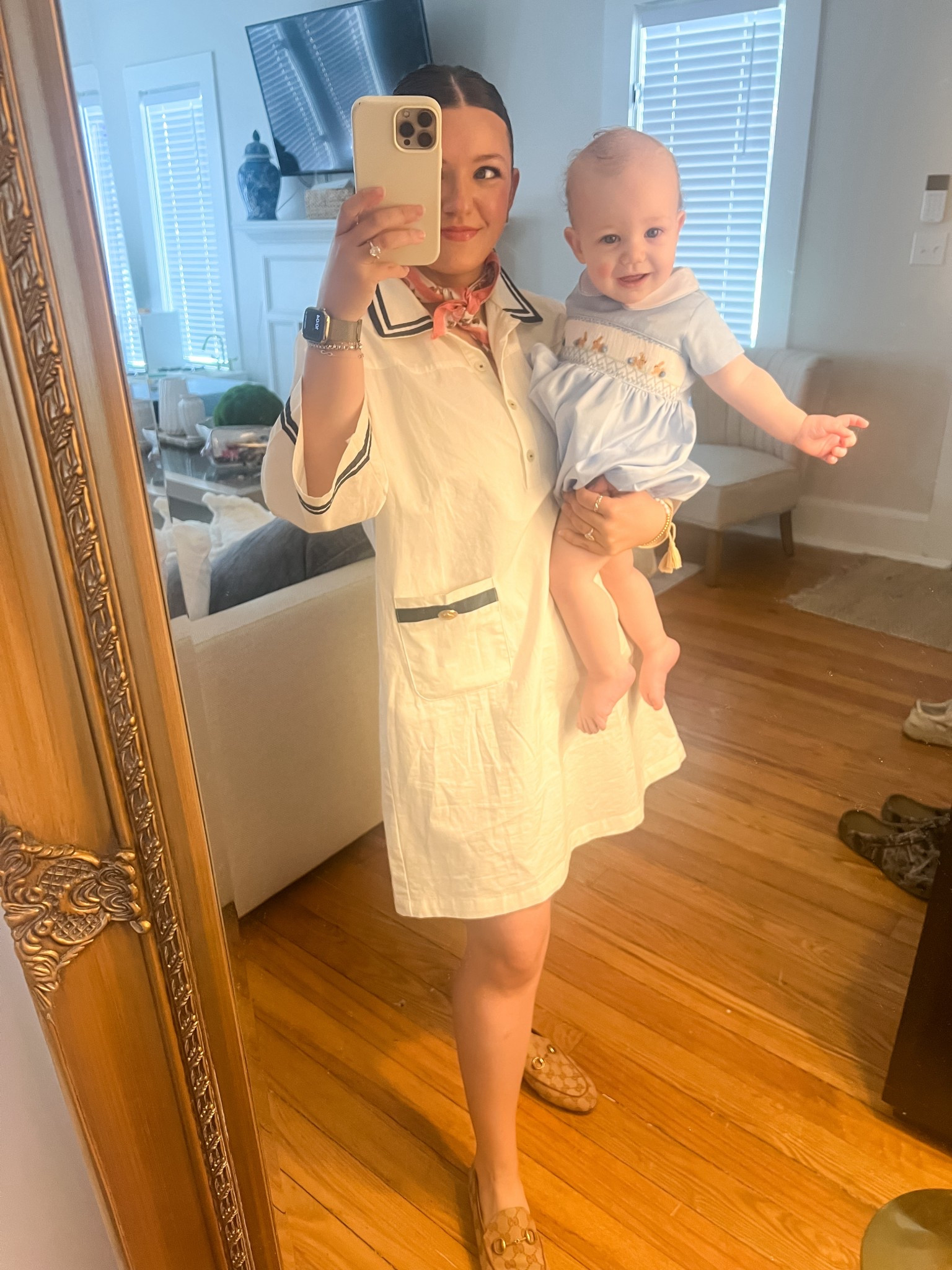 One of my favorite Tuckernuck “dupe” dresses! Bought last summer postpartum and was so happy to pull it back out! Added a scarf to bring some color in for this pretty spring day! Aston Witt’s bubble is from The Proper Paisley! 

#LTKFindsUnder50 #LTKStyleTip #LTKSeasonal