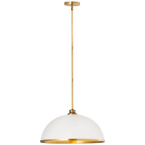 Z-Lite Landry 20" Wide Rubbed Brass Matte White Pendant Light | Lamps Plus