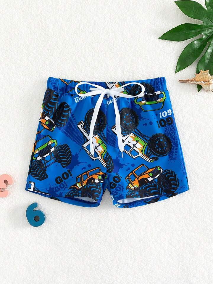 Baby Boy Cartoon Graphic Drawstring Waist Swim Shorts | SHEIN