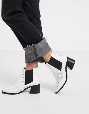 Depp studded leather ankle boots in white | ASOS (Global)