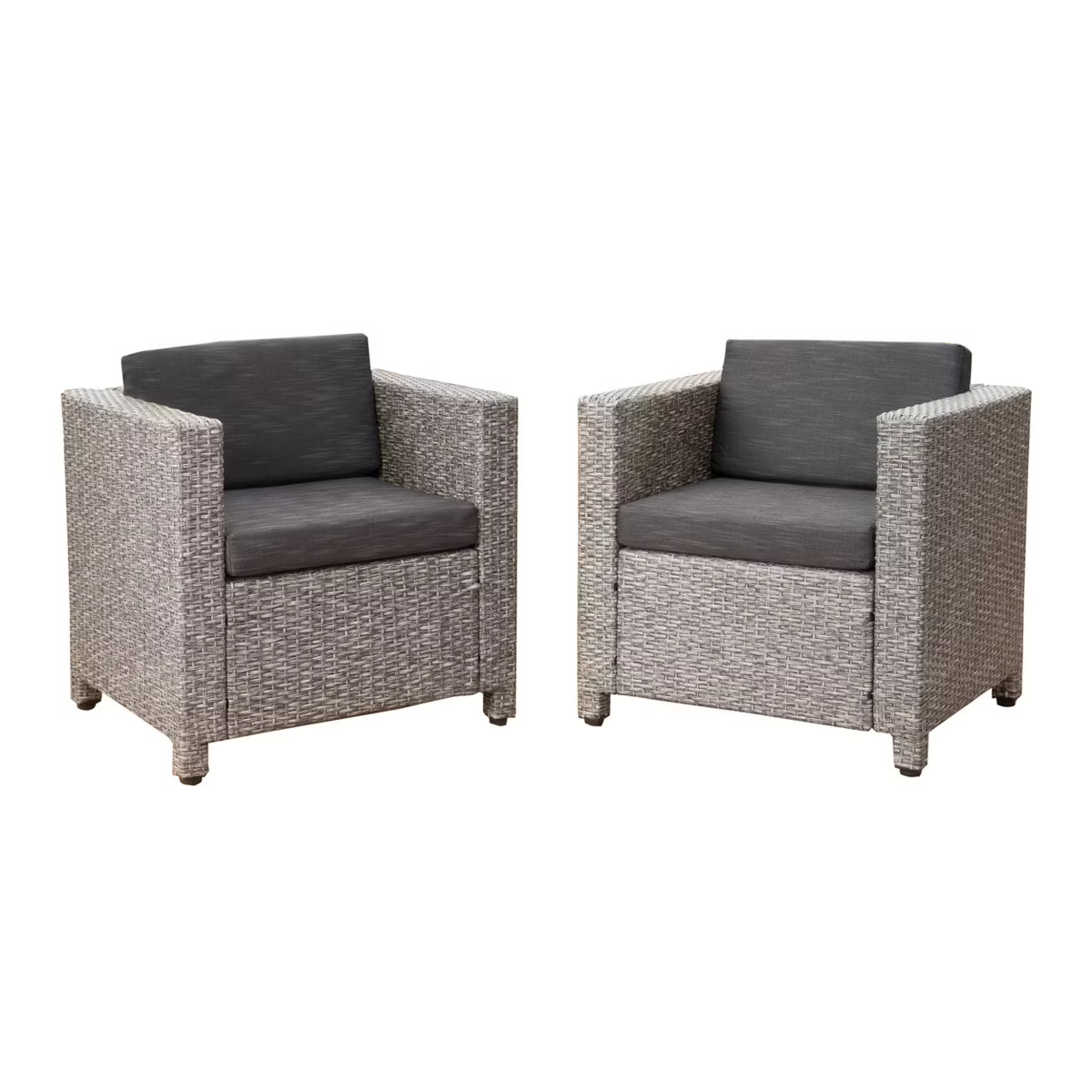 Puerta Set of 2 Wicker Club Chair - Mixed Black/Dark Gray  - Christopher Knight Home | Target