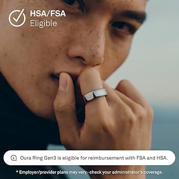 Oura Ring Gen3 Horizon - Silver - Size 8 - Smart Ring - Size First with Oura Ring Gen3 Sizing Kit... | Amazon (US)