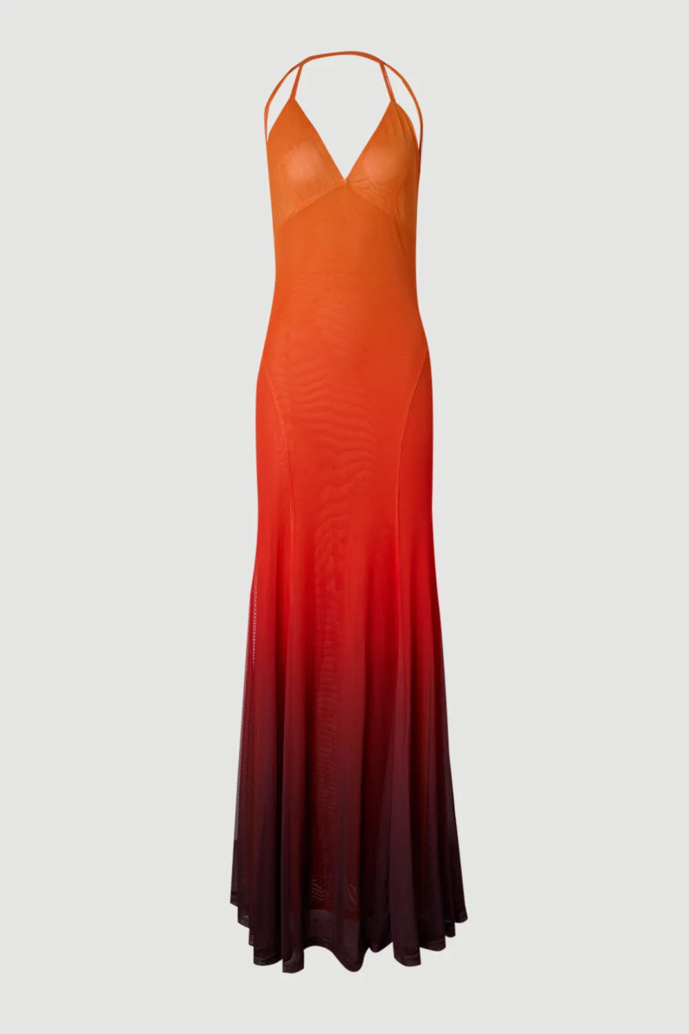 Orange Ombre Sunset Mesh Strappy Beach Dress | Karen Millen USA | Karen Millen