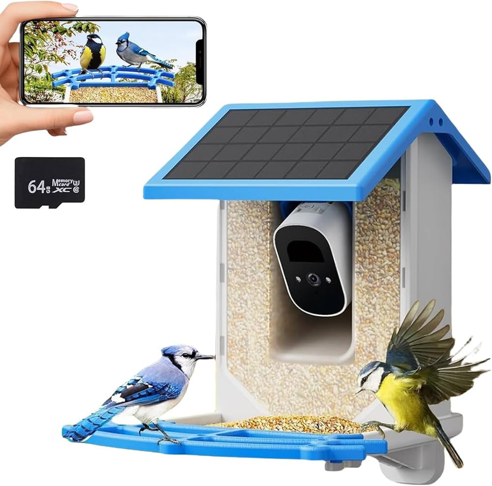 Smart Bird Feeder Camera - 4MP 2.5K Full HD, 64G TF Card Included, Solar Powered Wireless, Auto C... | Amazon (US)