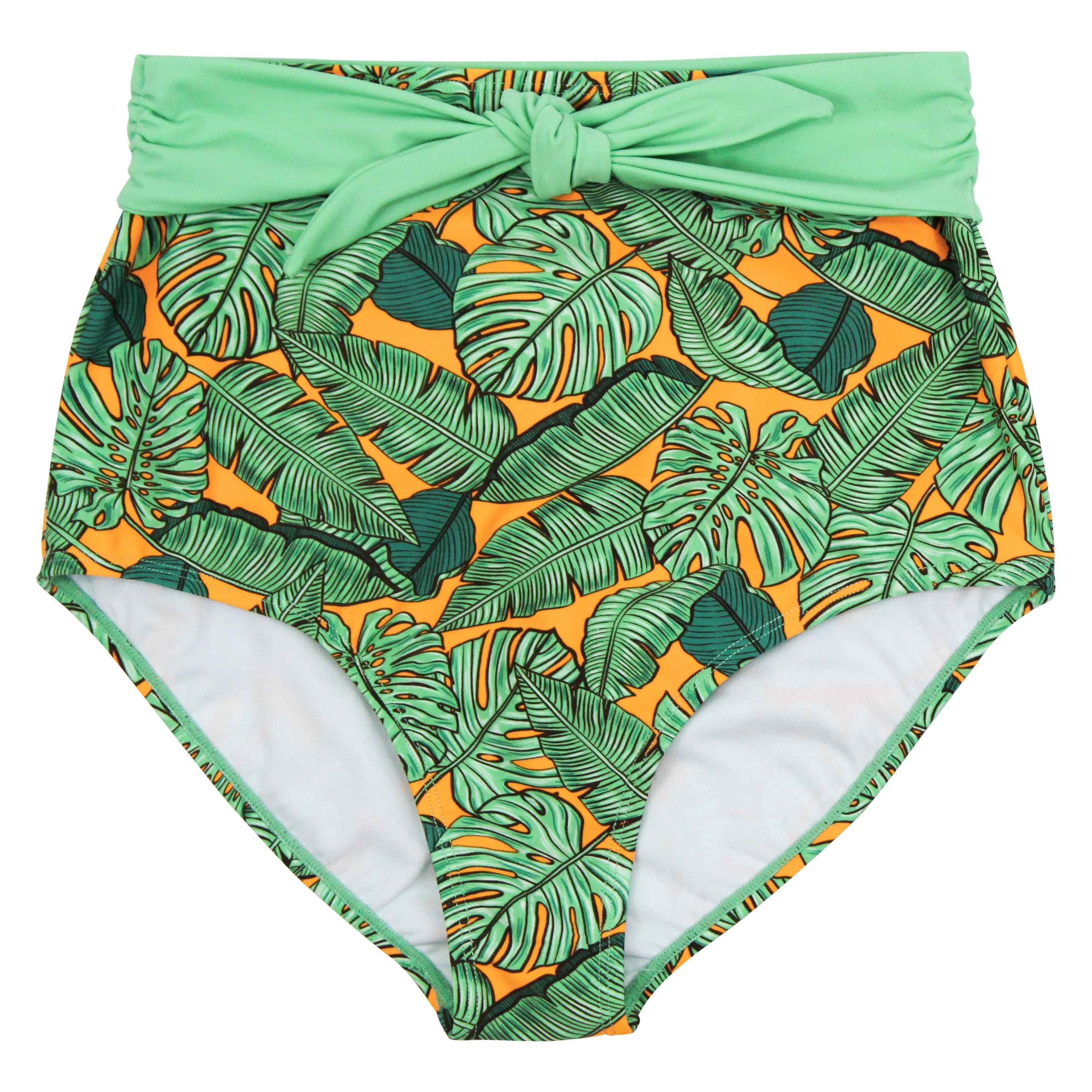 Women's High Waist Bikini Bottoms | "The Tropics" | SwimZip