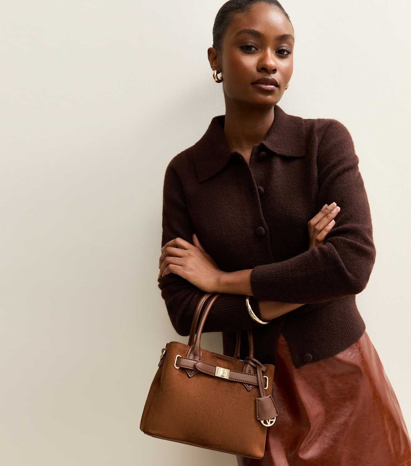 Tan Faux Suede Triple Compartment Cross Body Bag | New Look | New Look (UK)