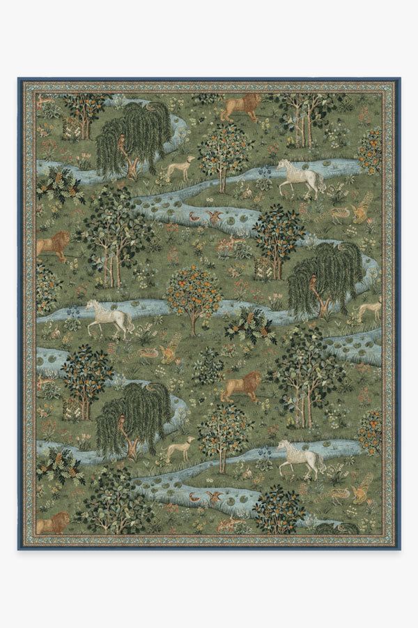 Morris & Co. Owl & Willow Green Rug | Ruggable