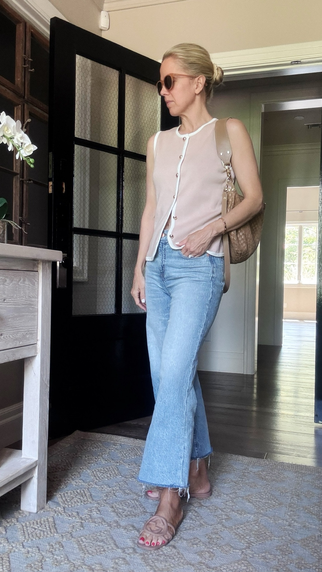Let’s get dressed! 

Amazon knit top with gold buttons + favorite wide leg jeans from J.Crew Factory 👏🏻👏🏻

P.S. these jeans are fab for a long torso and shorter legs as they are not too long. 🙌🏼

This exact purse not linkable as Gretchen found it in a local boutique. Linking similar!

Sizing notes:
All items tts. Gretchen in a small on top and a 27. She is 5’7.” 

#LTKSeasonal #LTKOver40 #LTKStyleTip