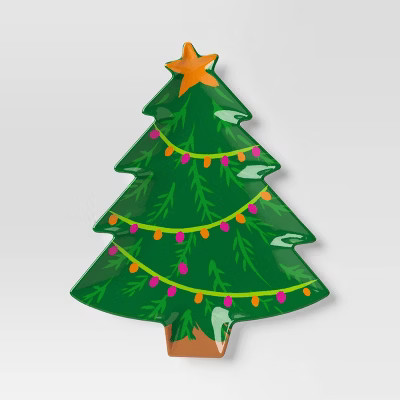9.38" Christmas Melamine Figural Tree Appetizer Plate Green - Wondershop™ | Target