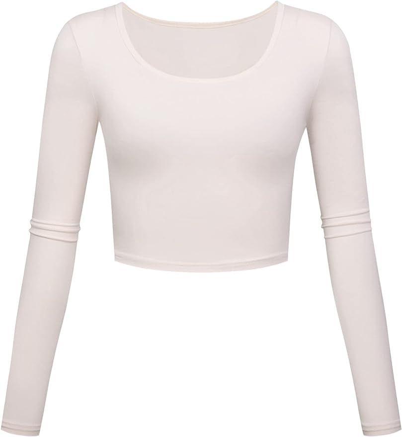 Kindcall Lightweight Basic Crop Tops Slim Fit Long Sleeve Workout Shirts for Women | Amazon (US)