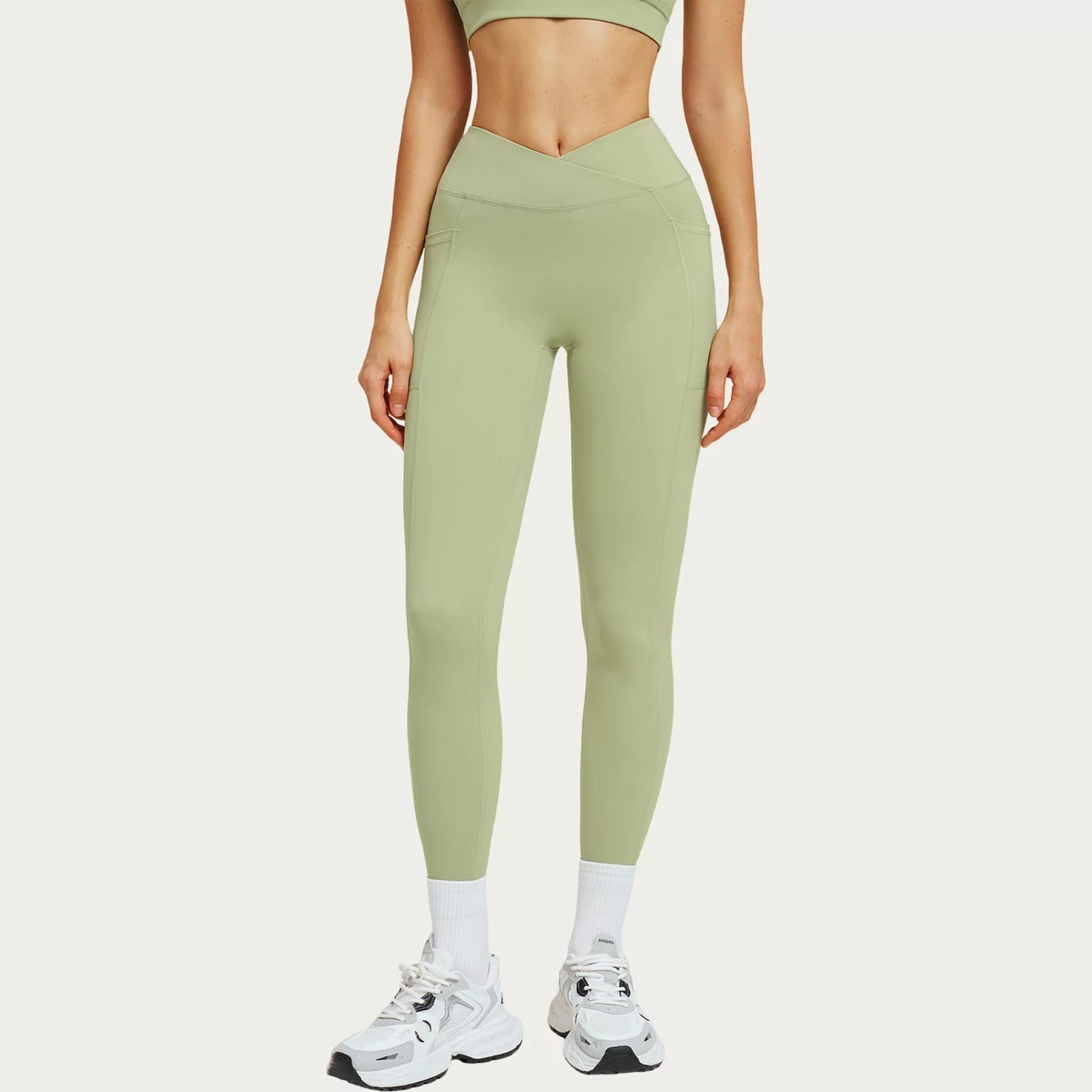 Women's High Waist Crossover Workout Leggings Stretch Athletic Yoga Pants with Side Pocket | Kohl's