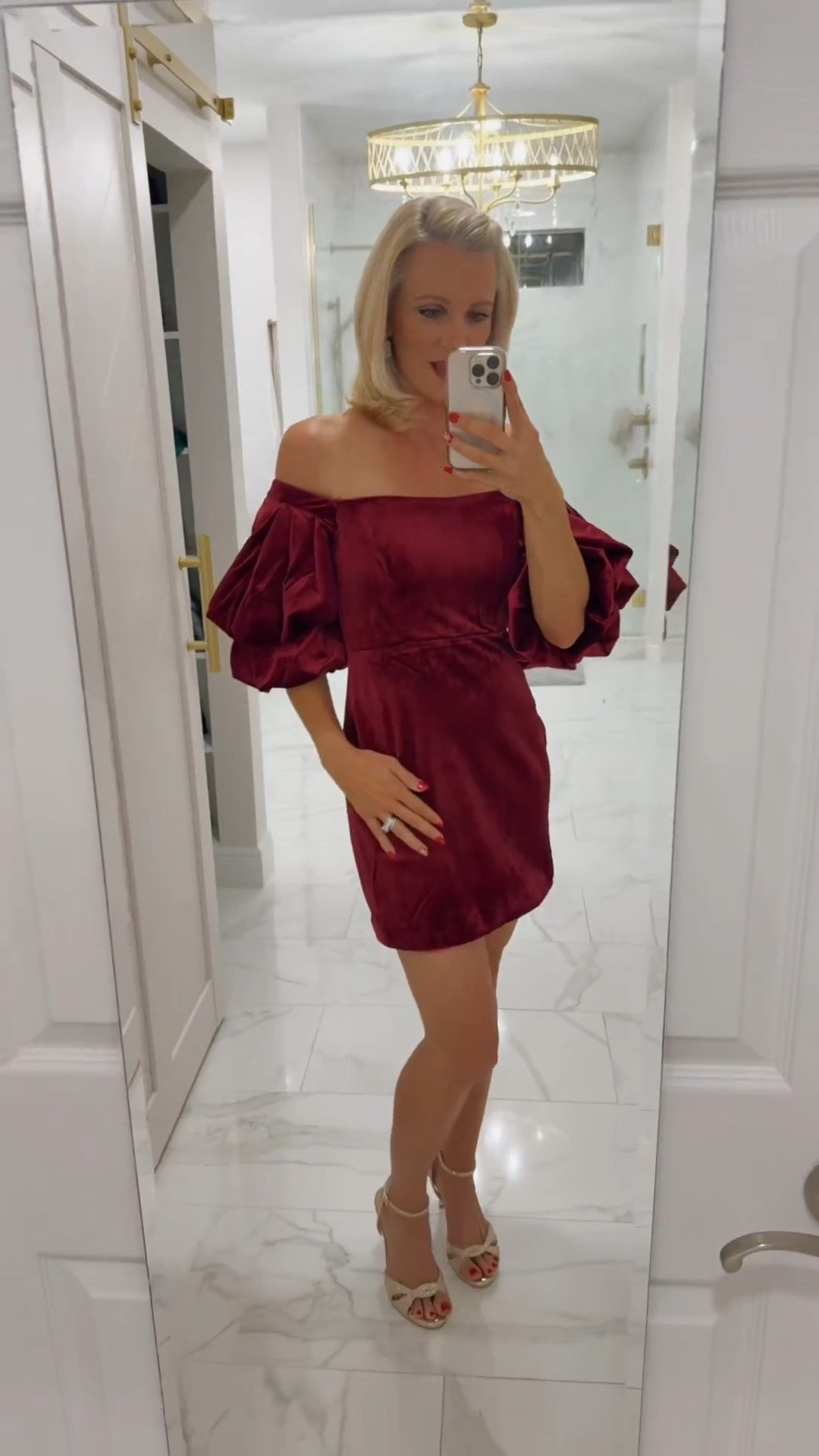 Velvet holiday Dress,  off the shoulders, large puff sleeves. Perfect for any holiday party, cocktail party or New Year’s party. Classy, chic, festive, great price. Order one, you won’t regret it!

#LTKFindsUnder100 #LTKHoliday #LTKootd