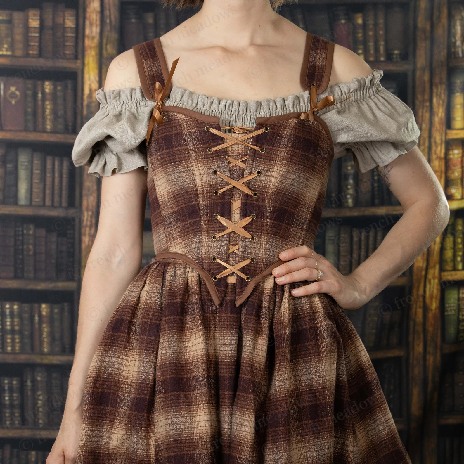 Brown Plaid Flannel Renaissance Corset: Strapless Cottagecore Bodice - Etsy UK | Etsy (Global)