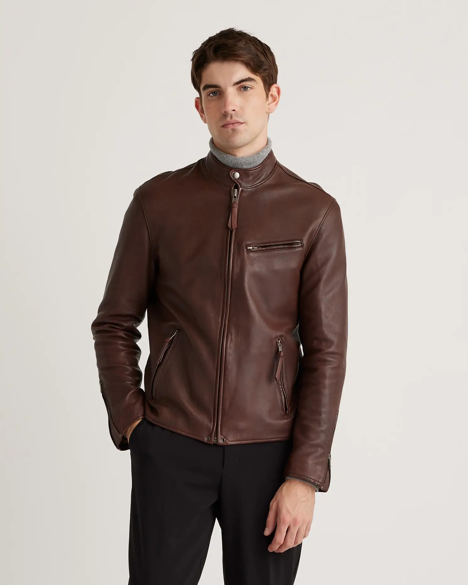 Men's 100% Leather Café Racer Jacket | Quince