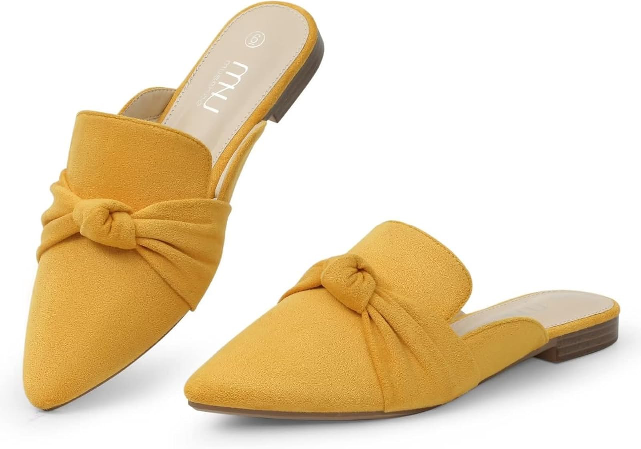 MUSSHOE Mules for Women Flats Comfortable Pointed Toe Slip on Women Mules Flats | Amazon (US)