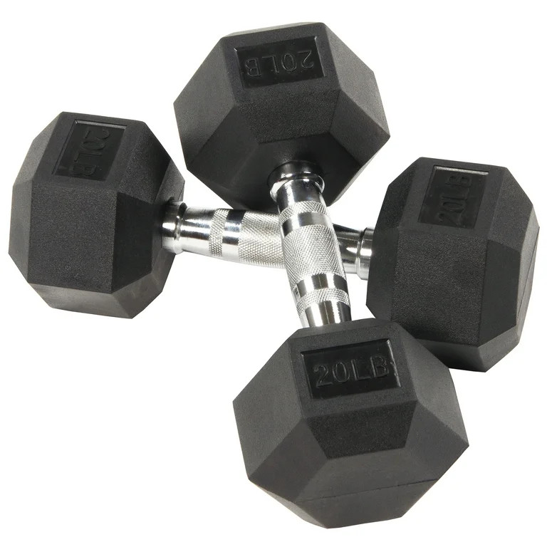 BalanceFrom Rubber Encased Hex Dumbbells, 20 Lbs. Pair - Walmart.com | Walmart (US)