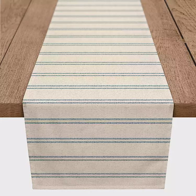 Blue and Cream Country Stripe Table Runner, 90 in. | Kirkland's Home