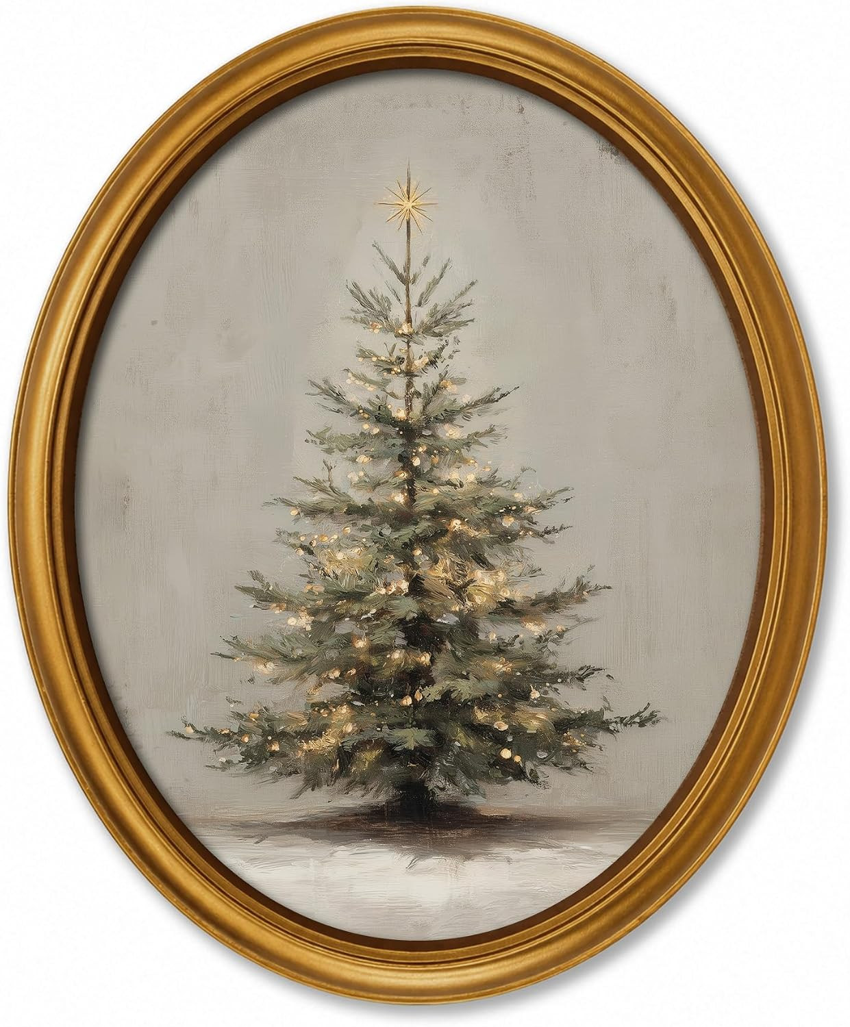 TwoDays Vintage Christmas Tree Oval Gold Framed Wall Decor, 9.1 x 11.2 in | Amazon (US)