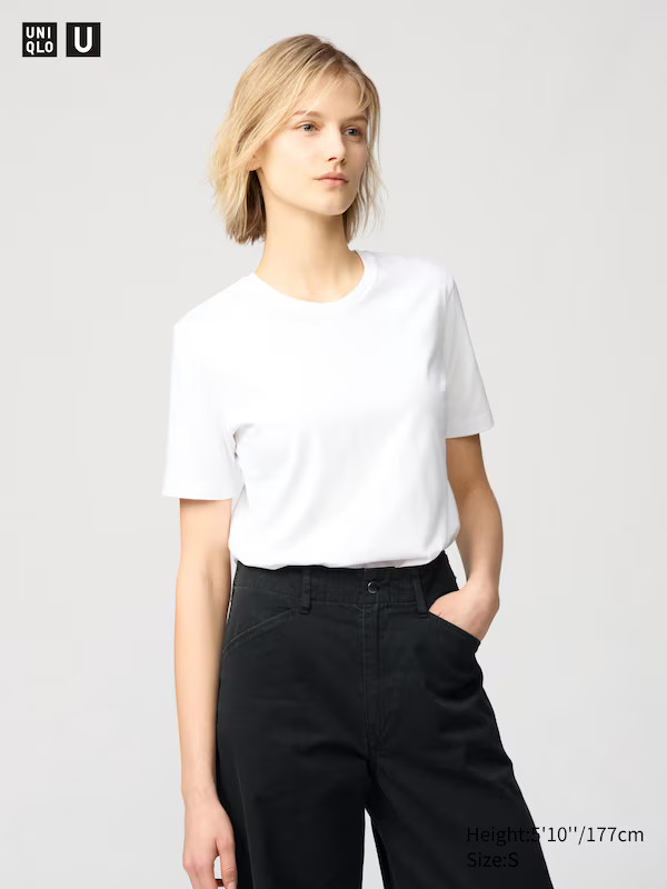 100% Supima Cotton T-ShirtColour: 00 WHITESize: Women SXXSXSSMLXLXXLFind my sizeGet help with fin... | UNIQLO (UK)