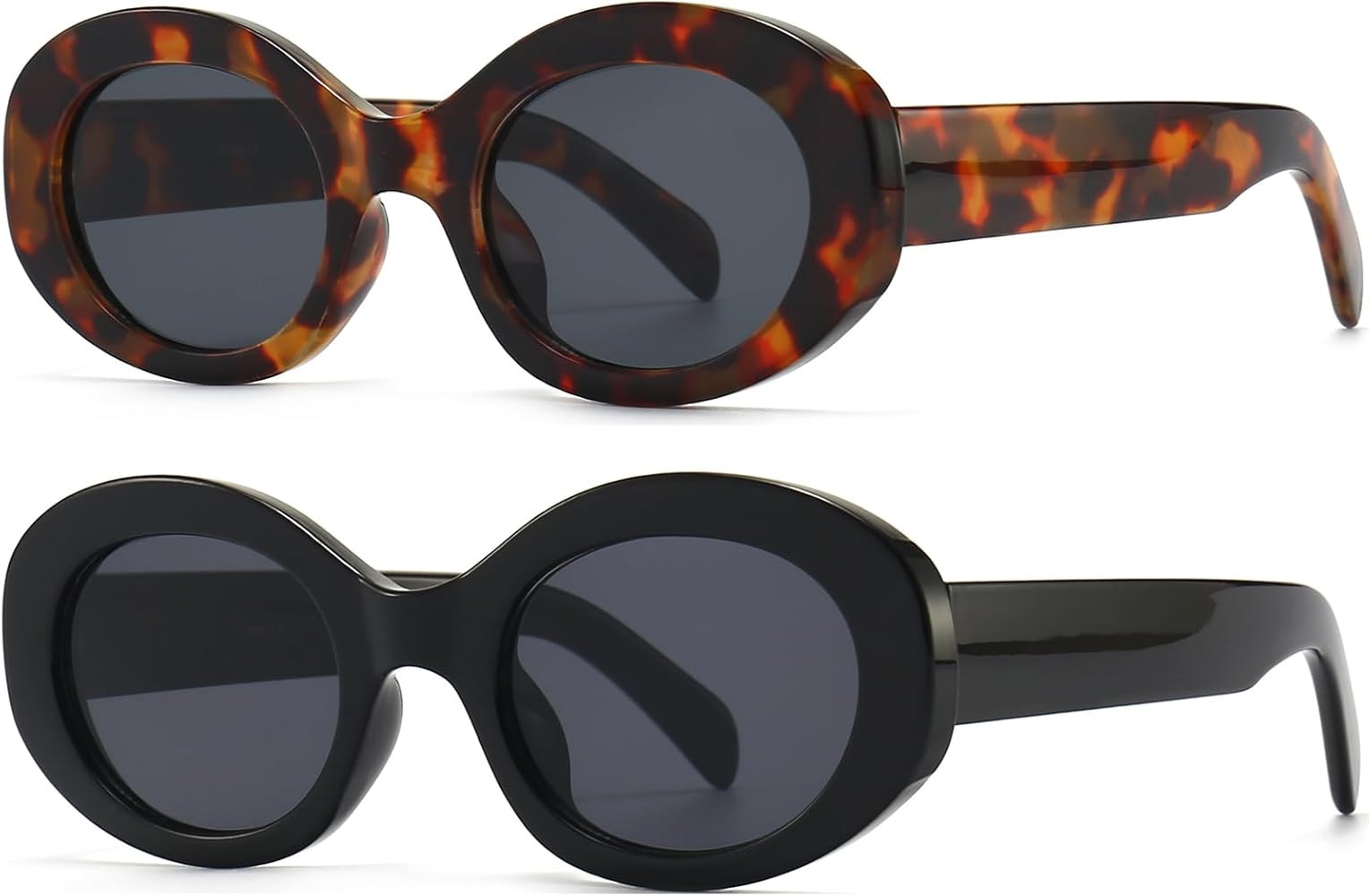 PORADAY Modern Thick Oval Sunglasses for Women Fashion Clout Goggles Retro Narrow Chunky Sun Glas... | Amazon (US)