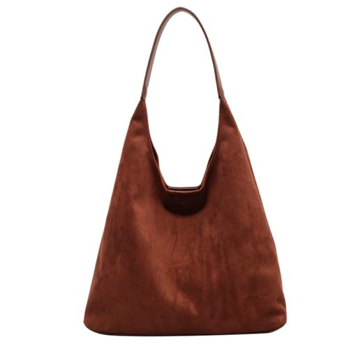 Brown Suede Bag for Women Suede Handbags Suede Tote Bag Brown Shoulder Bag, Brown Suede Handbag Faux Leather Tote Bag (Brown,One Size) | Amazon (US)