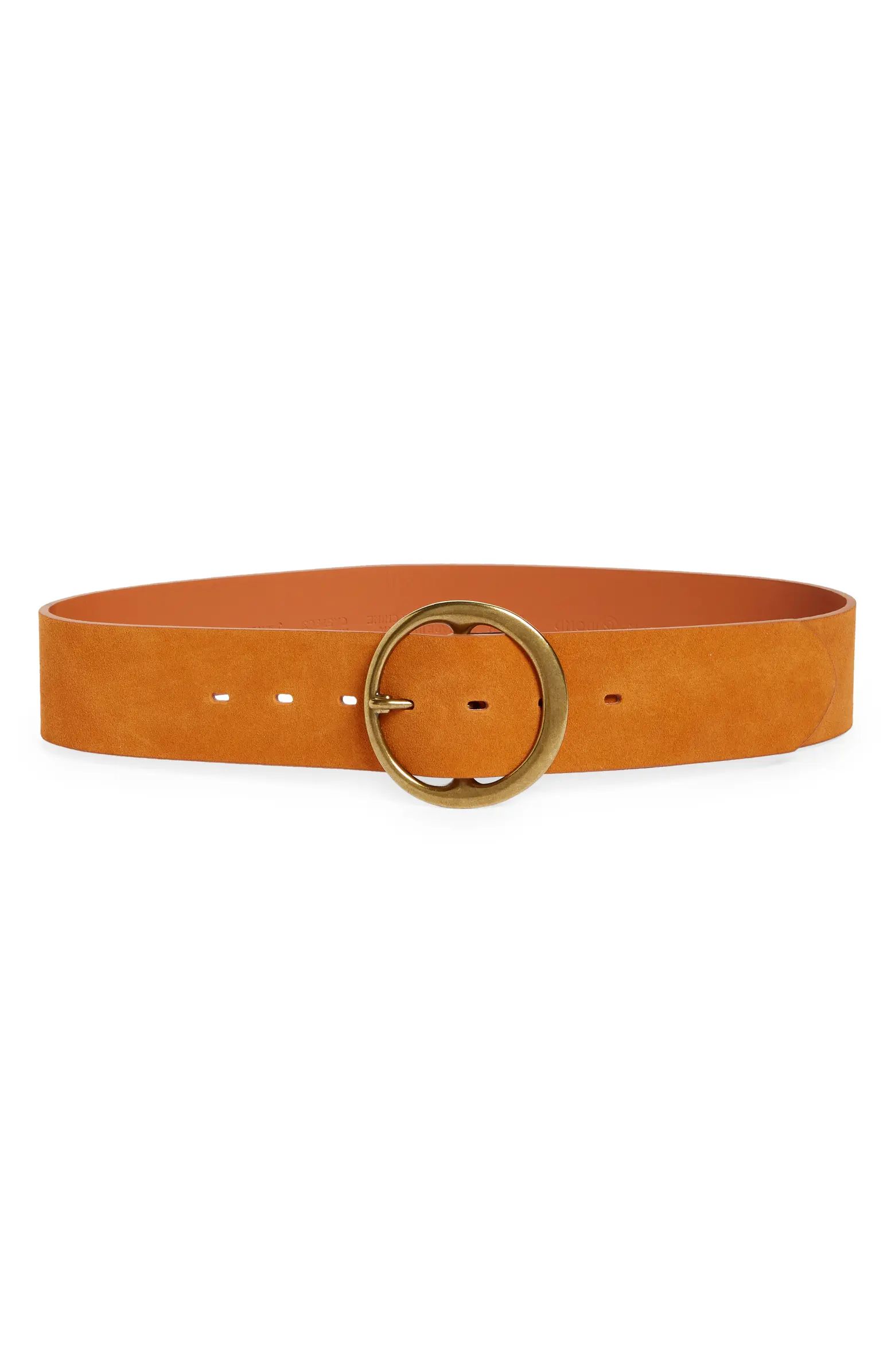 Round Buckle Suede Belt | Nordstrom