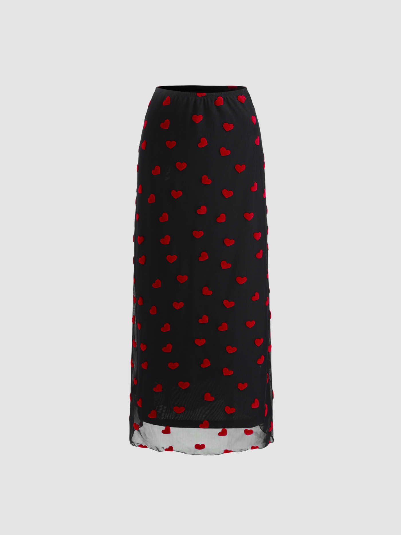 Mesh Middle Waist Heart Maxi Skirt | Cider
