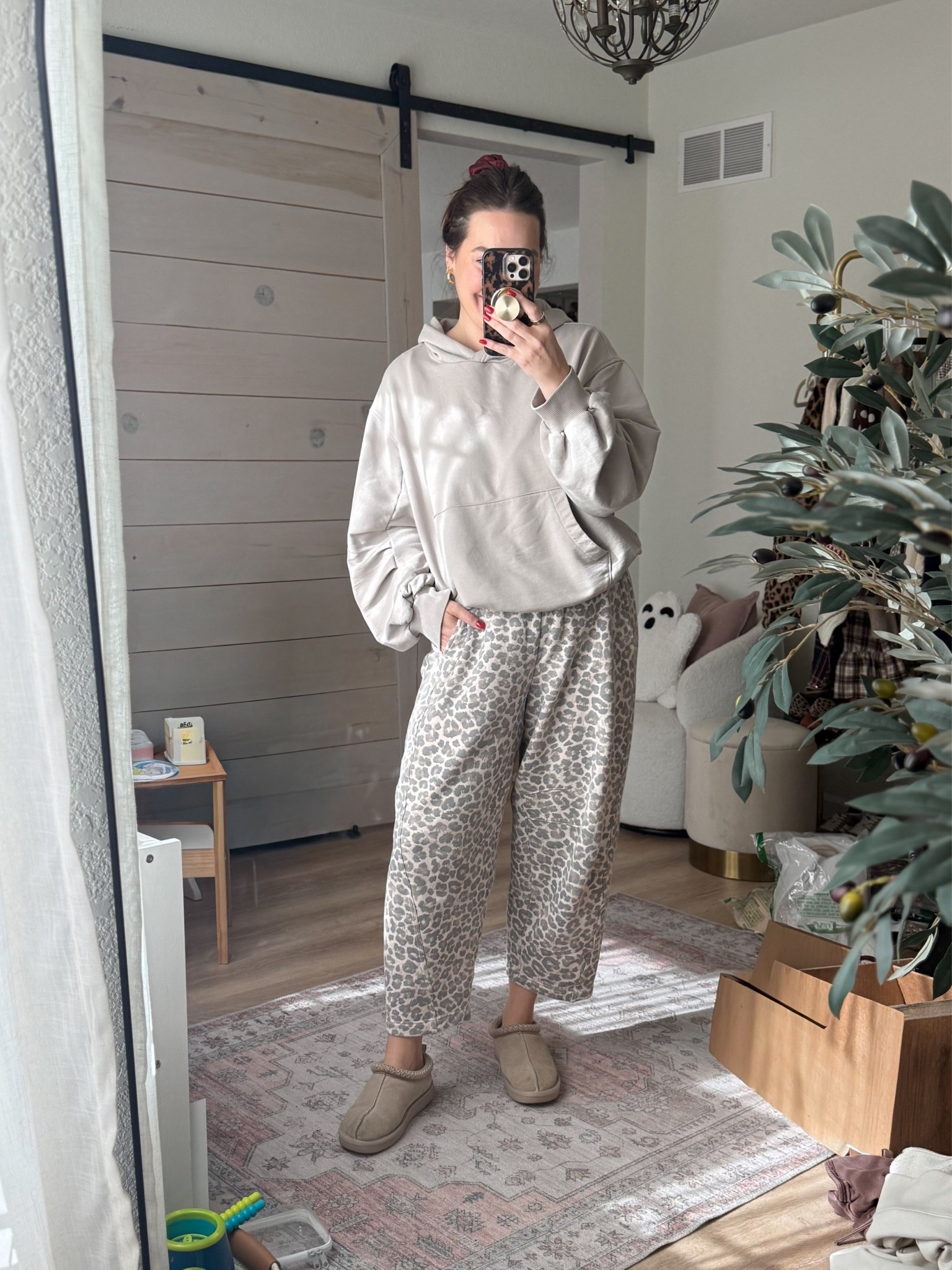 Full @aerie outfit today ￼/ barrel pants leopard pants in medium and hoodie in medium