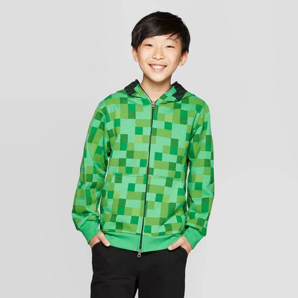 Boys' Minecraft Creeper Costume Fleece Sweatshirt - Green | Target